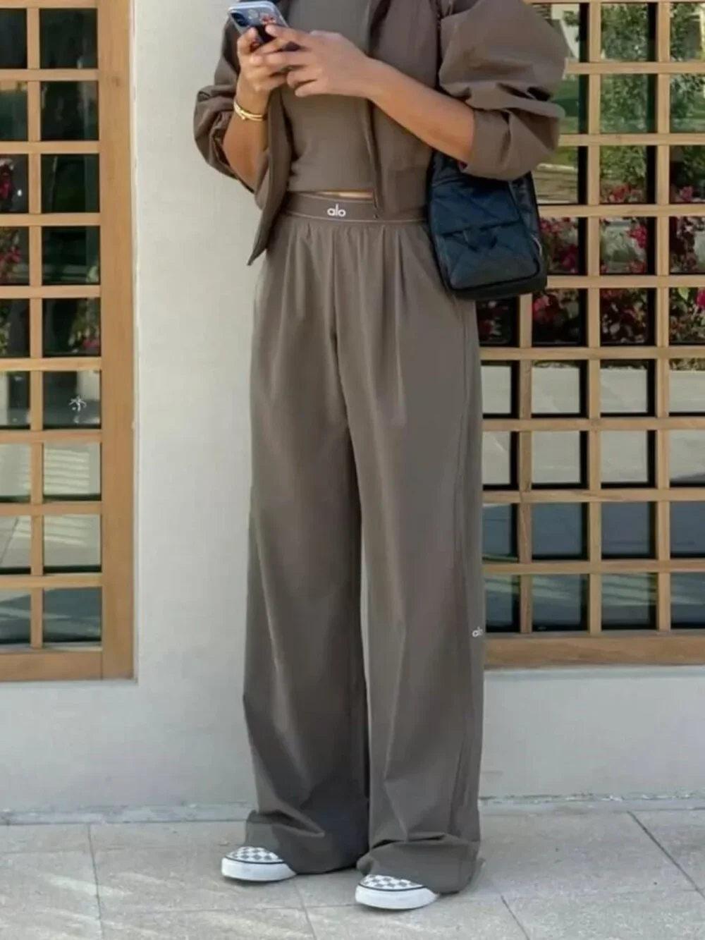 🤍Alo Yoga Suit Up Trouser Olive Regular Loose Straight Leg 30